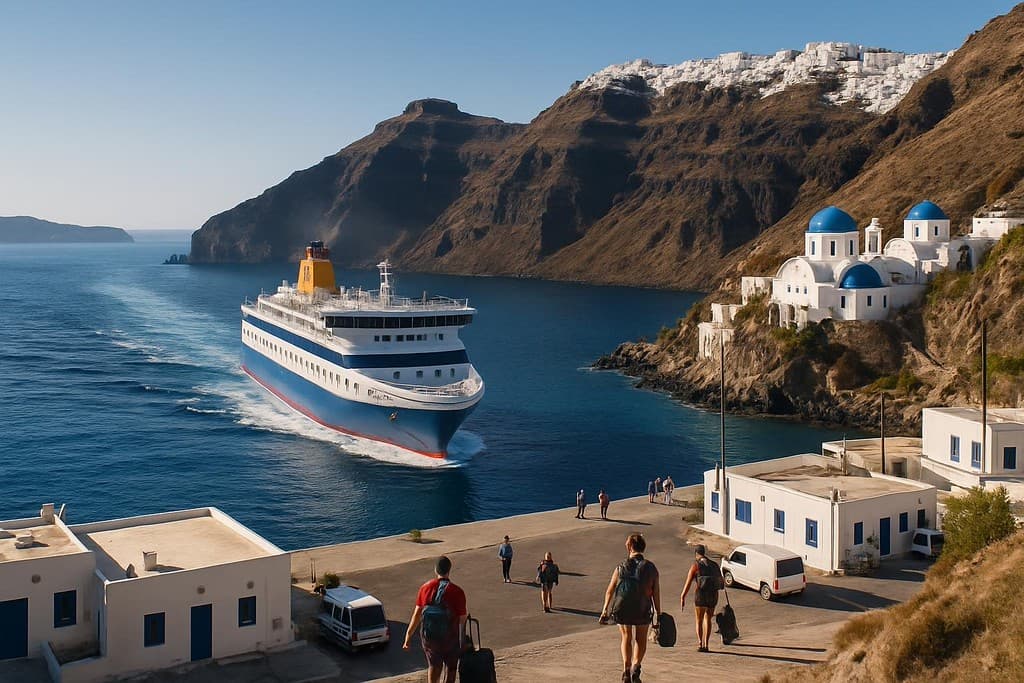 How to get to Santorini cover image — travel photography scene.