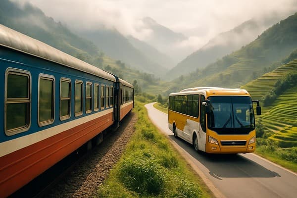 Hanoi to Sapa transport guide cover image — travel photography scene.