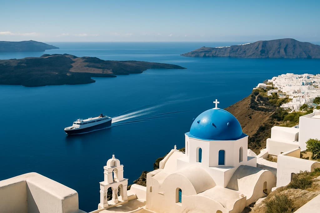 Greek islands transport guide cover image — travel photography scene.