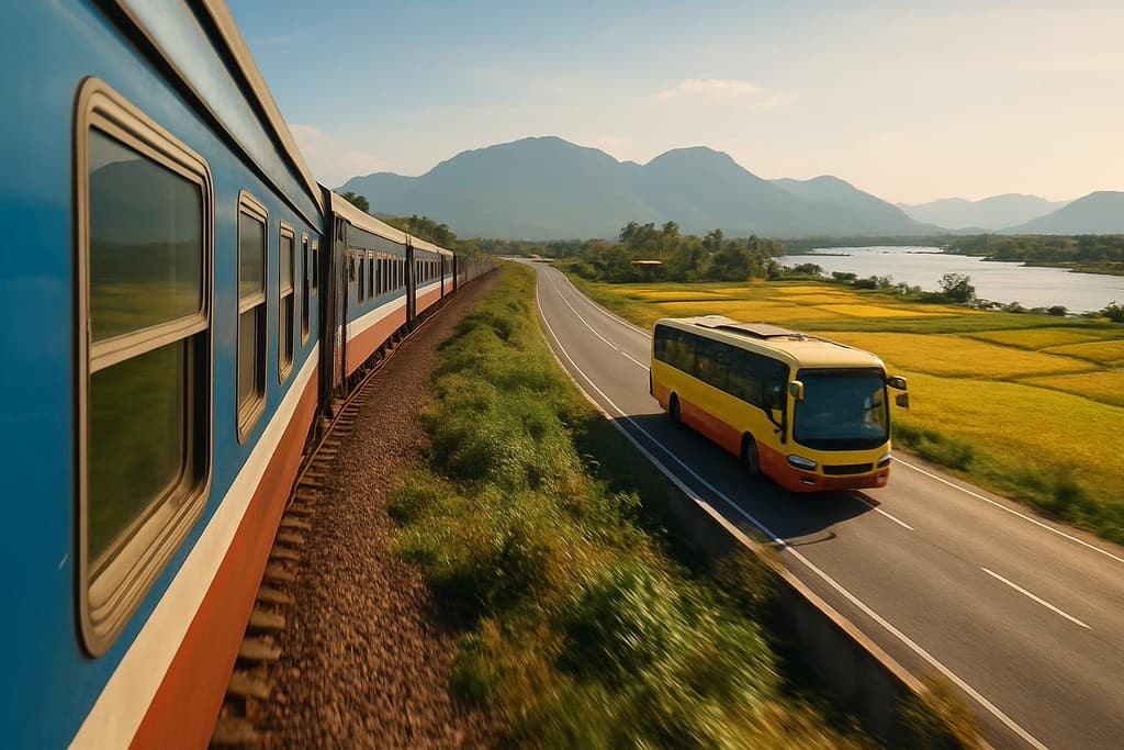 Vietnam north to south transport options cover image — travel photography scene.