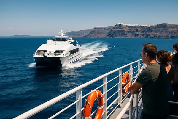 Athens to Santorini - ferry vs flight cover image — travel photography scene.