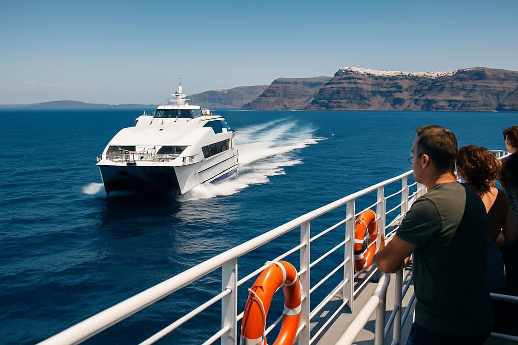 Athens to Santorini - ferry vs flight cover image — travel photography scene.
