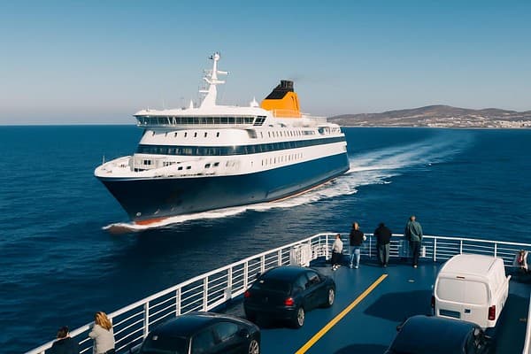 Athens to Mykonos transport guide cover image — travel photography scene.