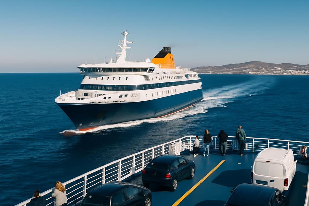 Athens to Mykonos transport guide cover image — travel photography scene.