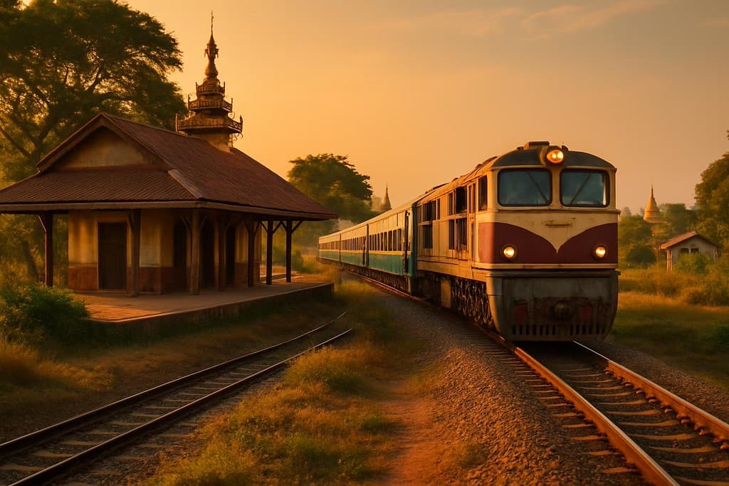 Myanmar transport guide cover image — travel photography scene.