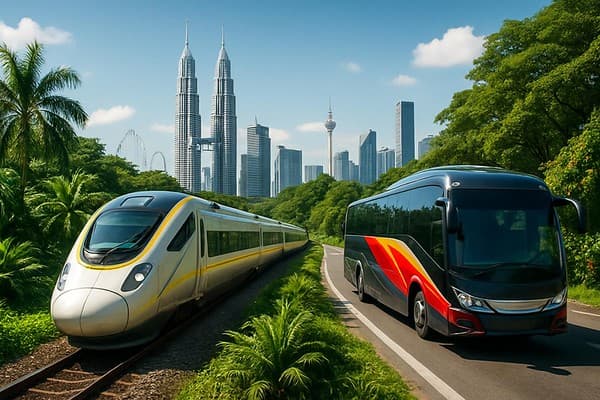 Singapore to Kuala Lumpur - bus, train or flight cover image — travel photography scene.
