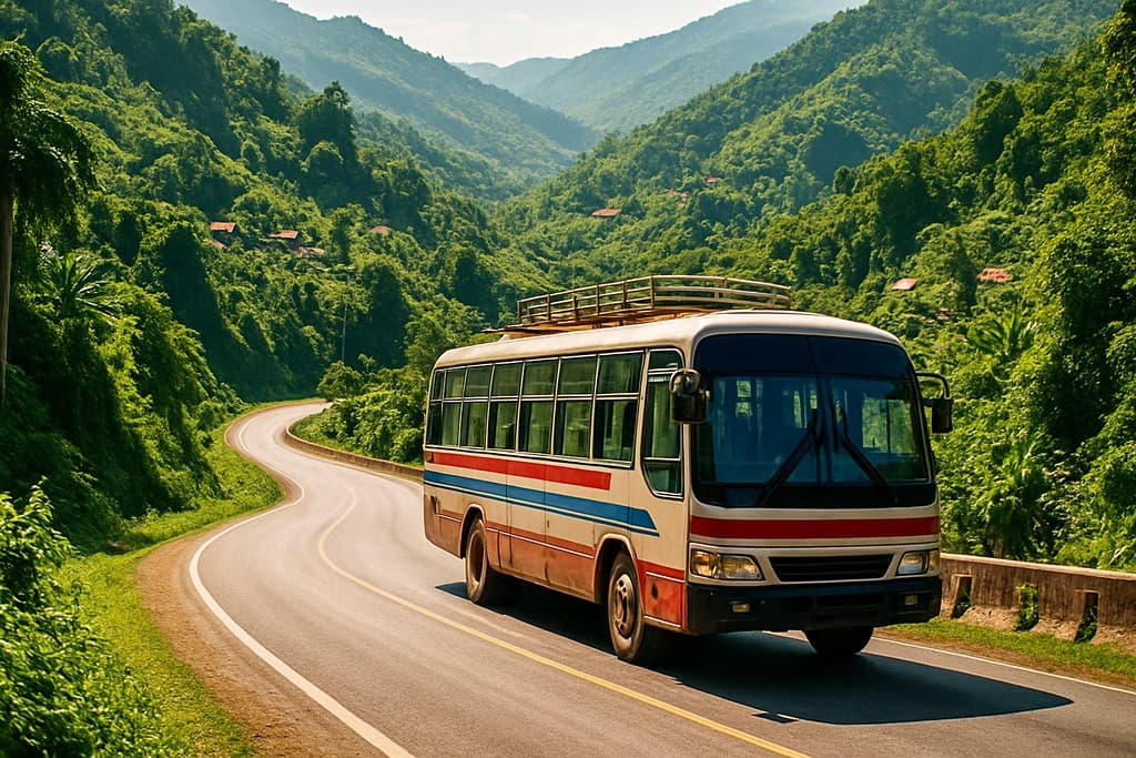 Laos transport guide cover image — travel photography scene.