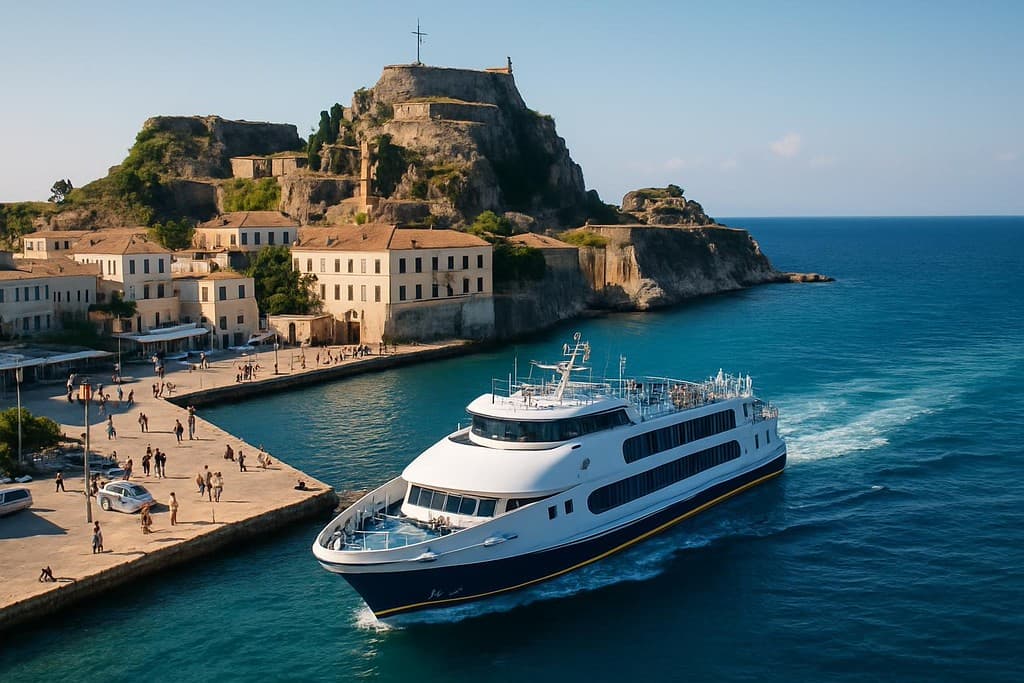 How to get to Corfu cover image — travel photography scene.